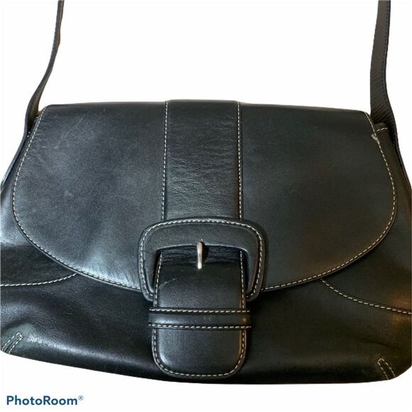 Cole Haan Black Leather Curved Shoulder Bag - Picture 1 of 15